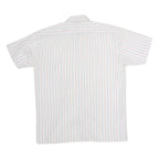 DONALLEY Mens White & Red Stripe Shirt S Cotton Blend Short Sleeve Casual
