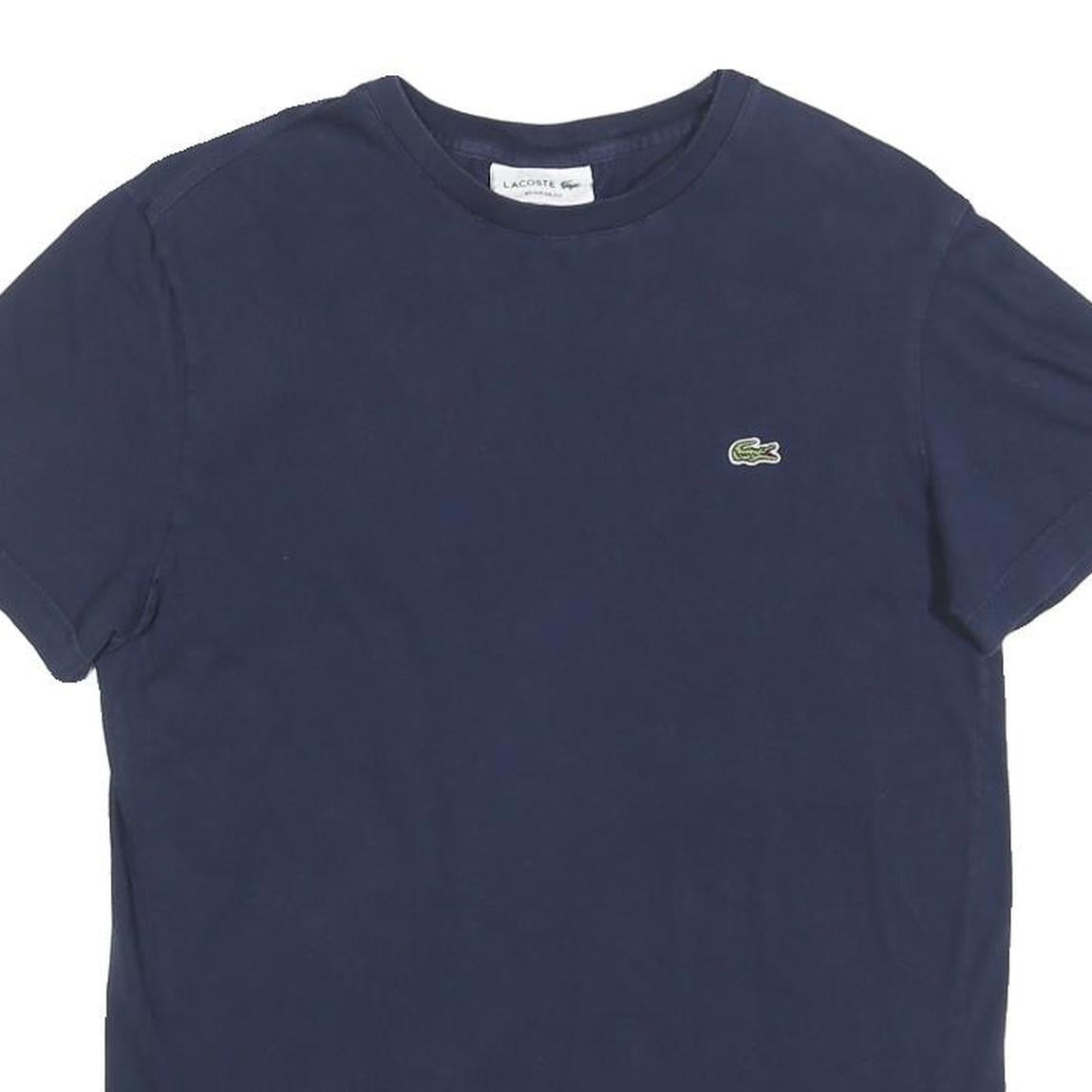 LACOSTE Mens Navy Blue Classic T-Shirt S Short Sleeve Crew Neck Cotton Blend