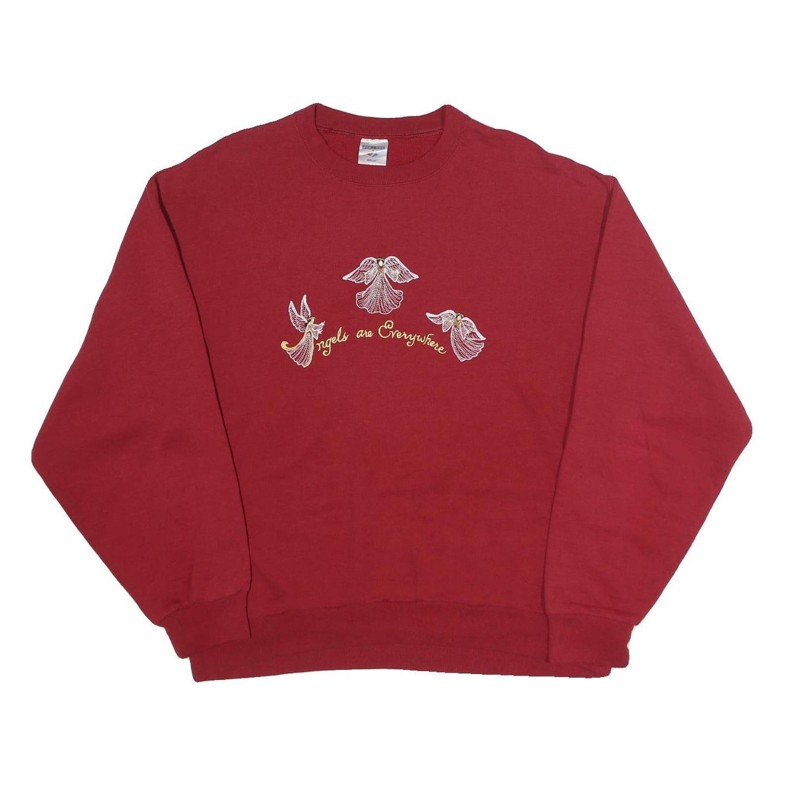 JERZEES Mens Red Angels Embroidered Crew Neck L Cotton Blend Sweatshirt
