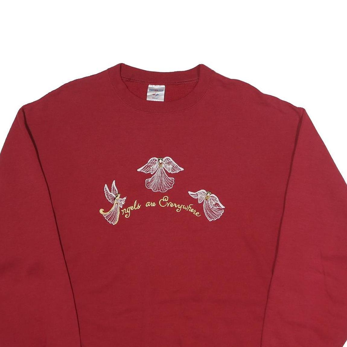 JERZEES Mens Red Angels Embroidered Crew Neck L Cotton Blend Sweatshirt
