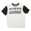GUESS Womens White & Black Los Angeles Graphic T-Shirt 2XL Short Sleeve Crew