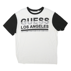 GUESS Womens White & Black Los Angeles Graphic T-Shirt 2XL Short Sleeve Crew