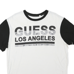 GUESS Womens White & Black Los Angeles Graphic T-Shirt 2XL Short Sleeve Crew