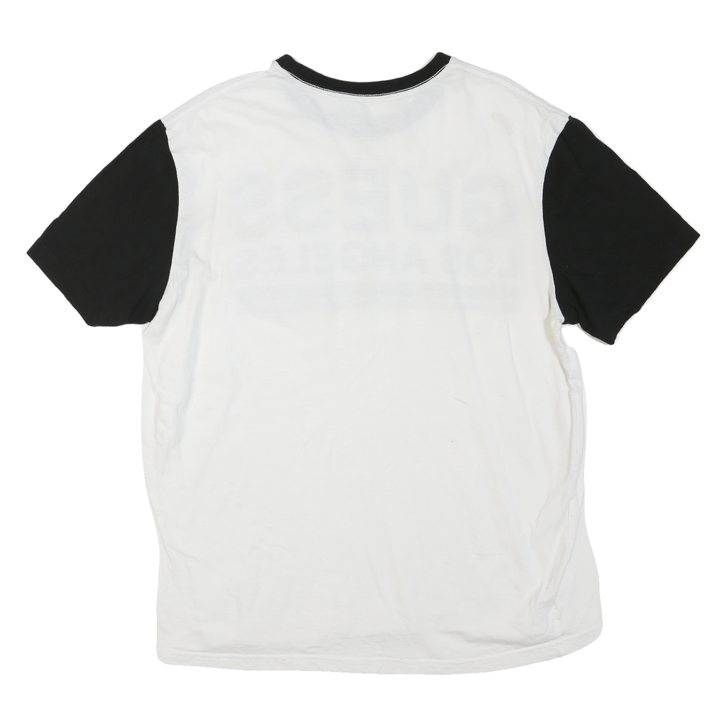 GUESS Womens White & Black Los Angeles Graphic T-Shirt 2XL Short Sleeve Crew