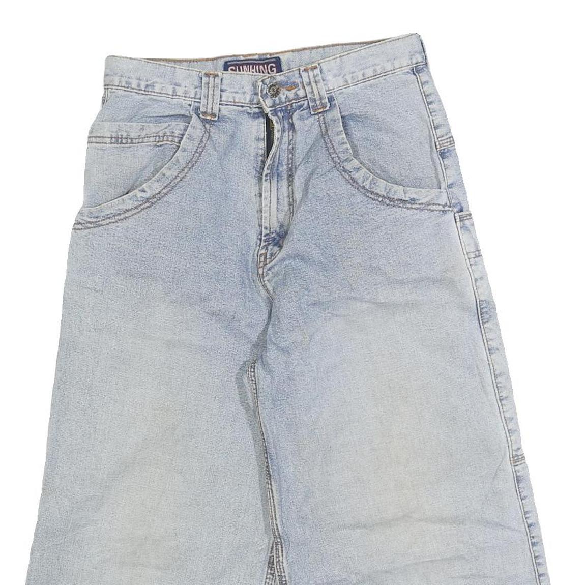 SUNHING Womens Denim Casual Blue XS W26 Wide Leg Cotton Blend Shorts