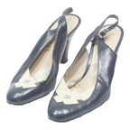 CHANEL Slingback Womens Heels Navy & Cream Leather UK 8 Classic Designer Style