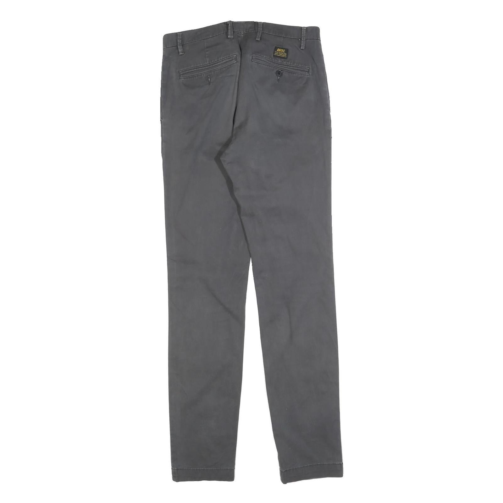 RIFLE Womens Cotton Blend Grey Slim Straight Trousers W30 L32 Stylish