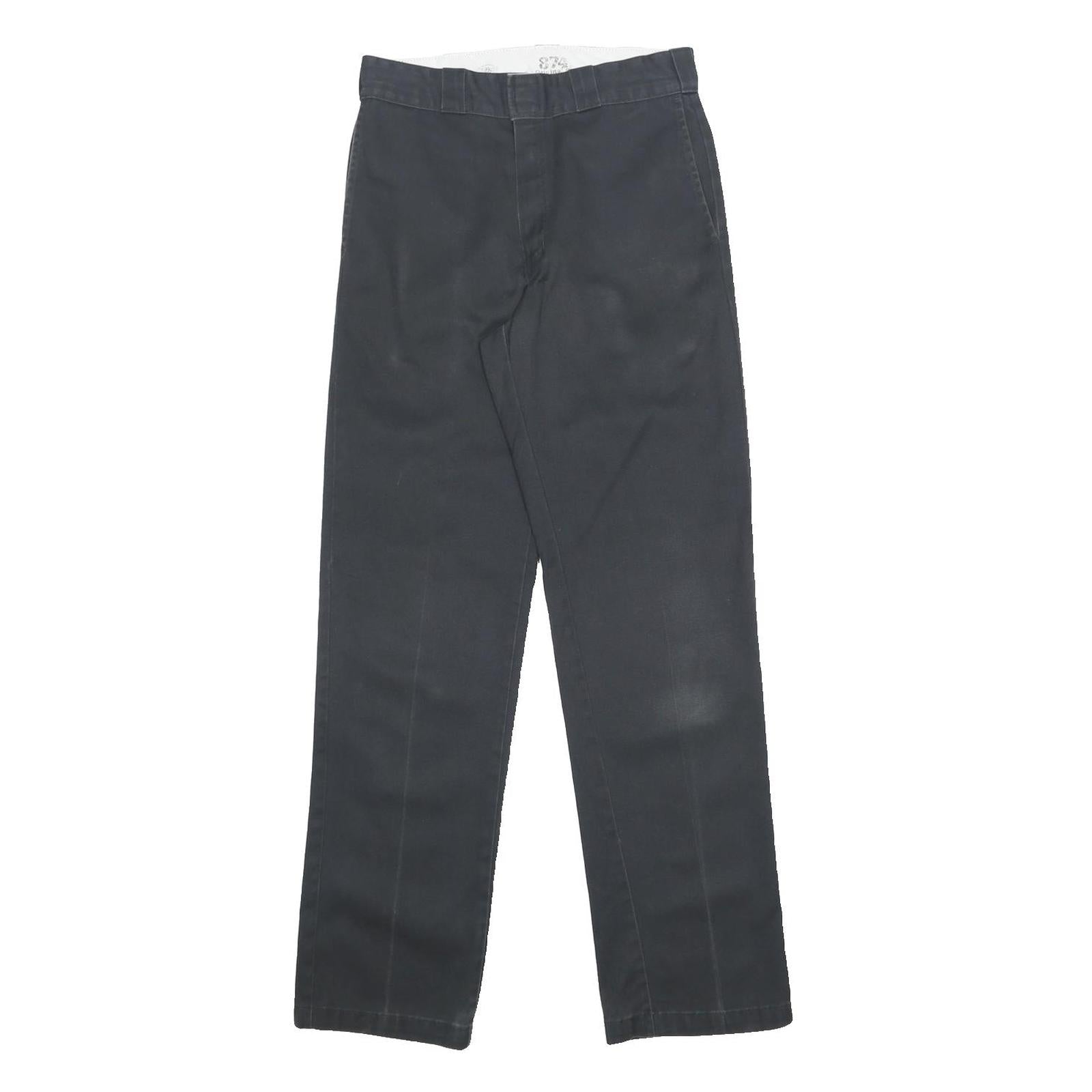 DICKIES Mens Cotton Blend Black Regular Straight Trousers W30 L34 Workwear