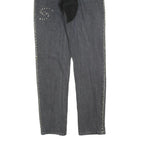 Black Slim Mens Jeans Cotton Blend Denim W32 L34 Stitch Detail Zip Closure