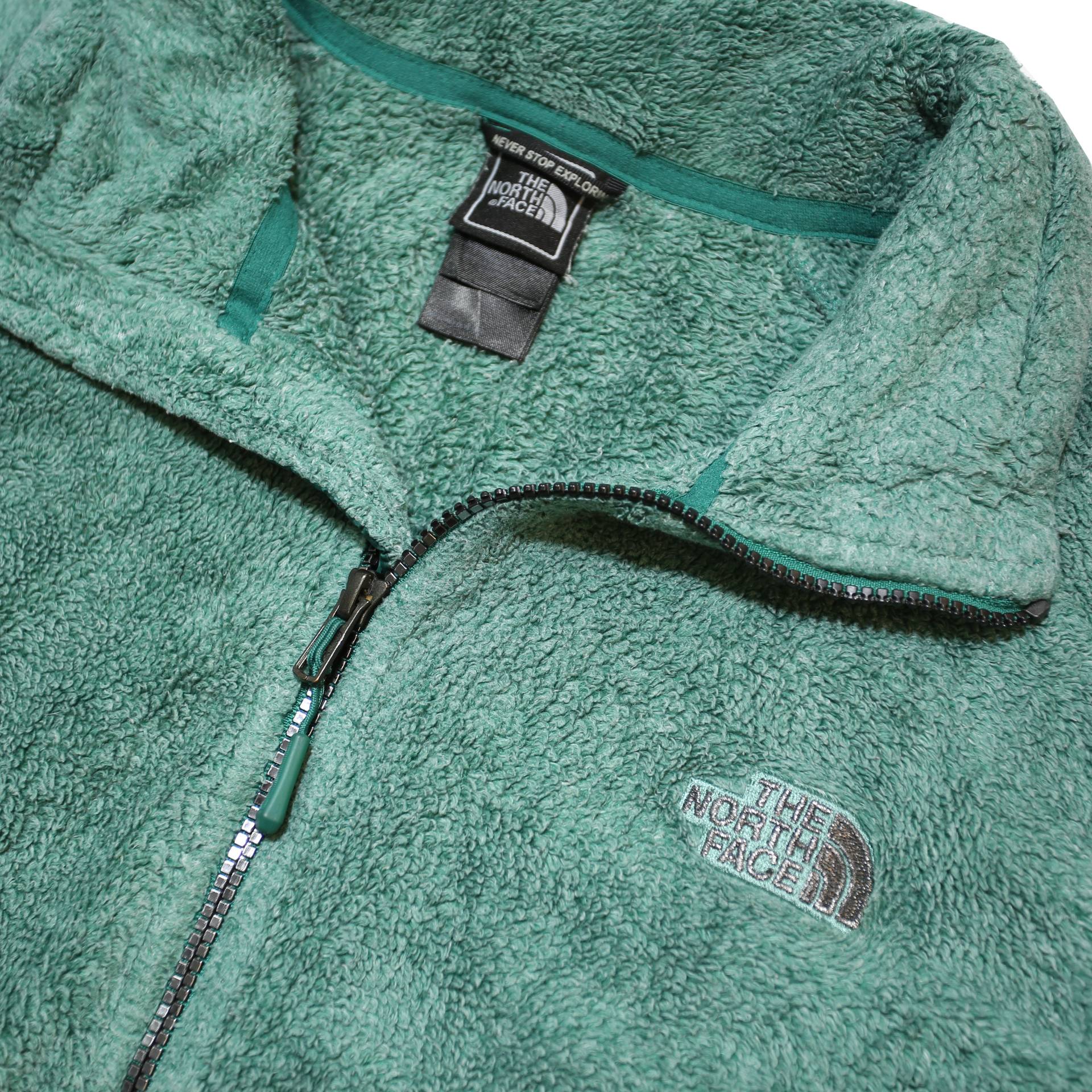 THE NORTH FACE Womens Green Fleece Zip Jacket L Polyester Outdoor Casual Warm