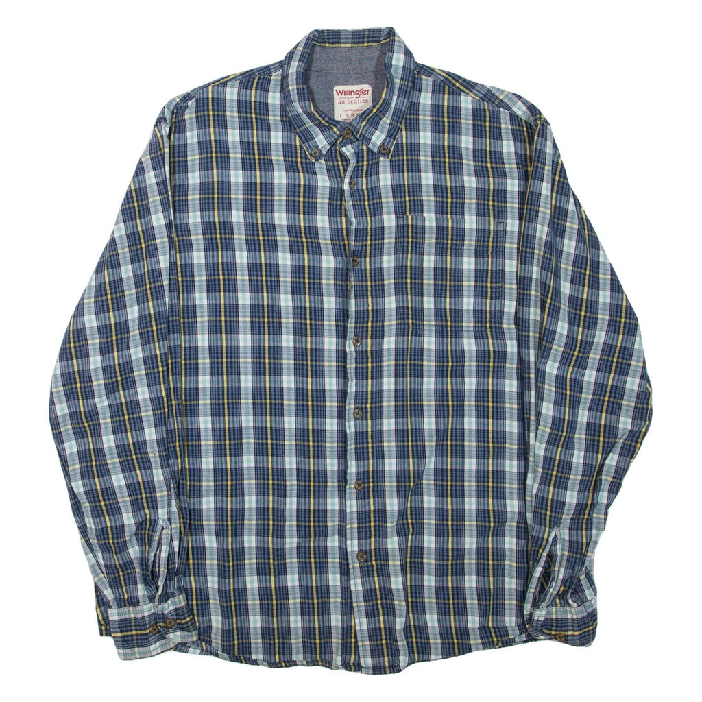 WRANGLER Mens Shirt Blue Check Long Sleeve L