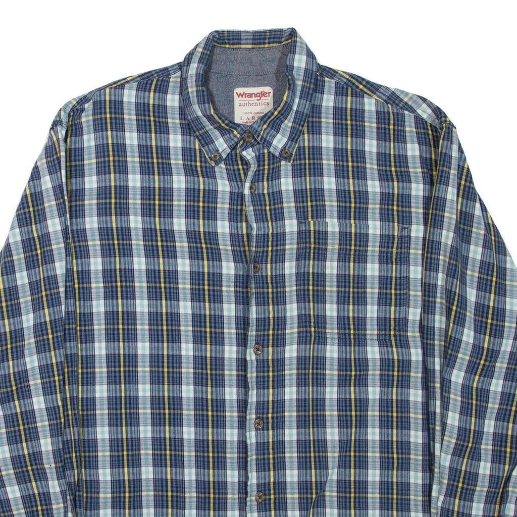WRANGLER Mens Shirt Blue Check Long Sleeve L