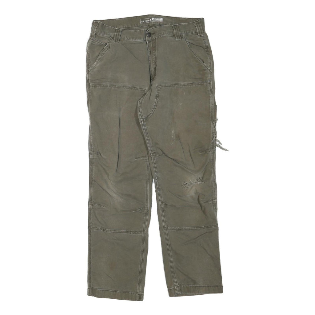 CARHARTT Mens Jeans Beige Regular Straight Cotton Blend W33 L32 Workwear Zip