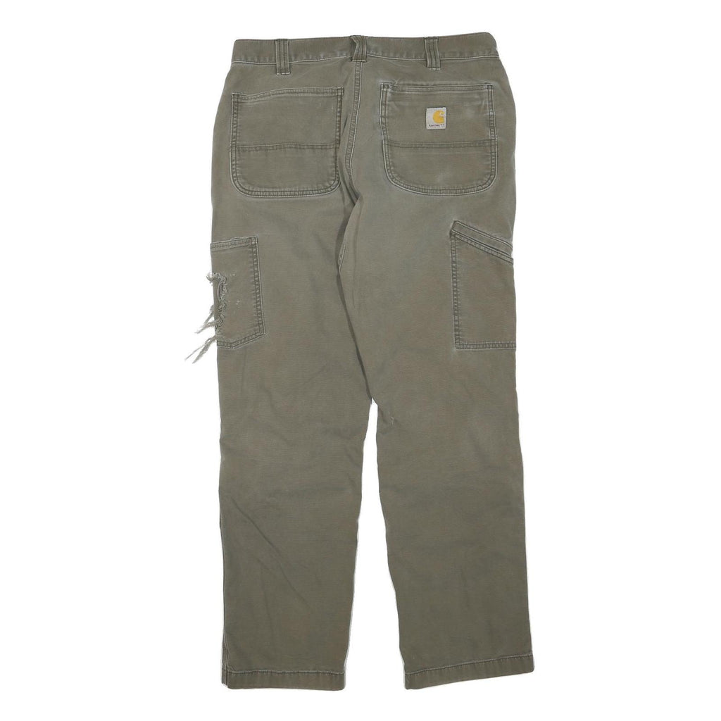 CARHARTT Mens Jeans Beige Regular Straight Cotton Blend W33 L32 Workwear Zip