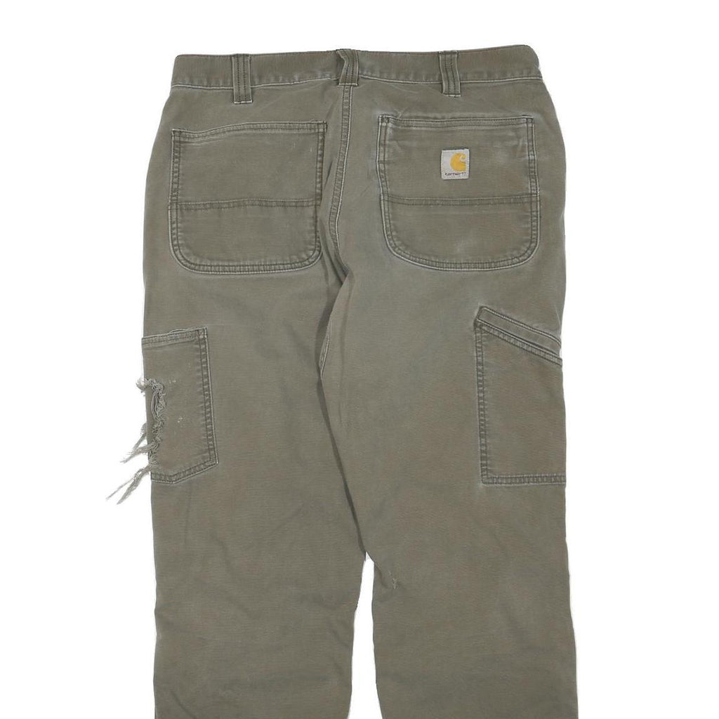 CARHARTT Mens Jeans Beige Regular Straight Cotton Blend W33 L32 Workwear Zip