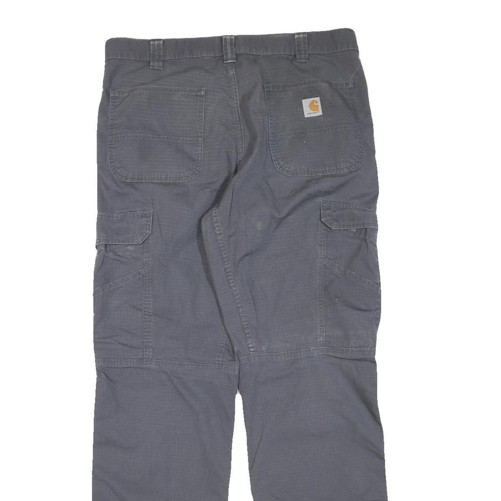 CARHARTT Mens Cotton Blend Grey Regular Cargo Trousers W36 L34 Workwear Zip