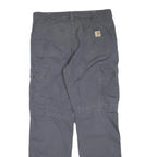 CARHARTT Mens Cotton Blend Grey Regular Cargo Trousers W36 L34 Workwear Zip