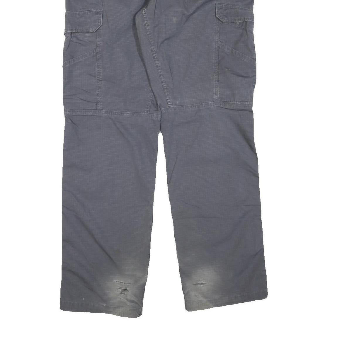 CARHARTT Mens Cotton Blend Grey Regular Cargo Trousers W36 L34 Workwear Zip