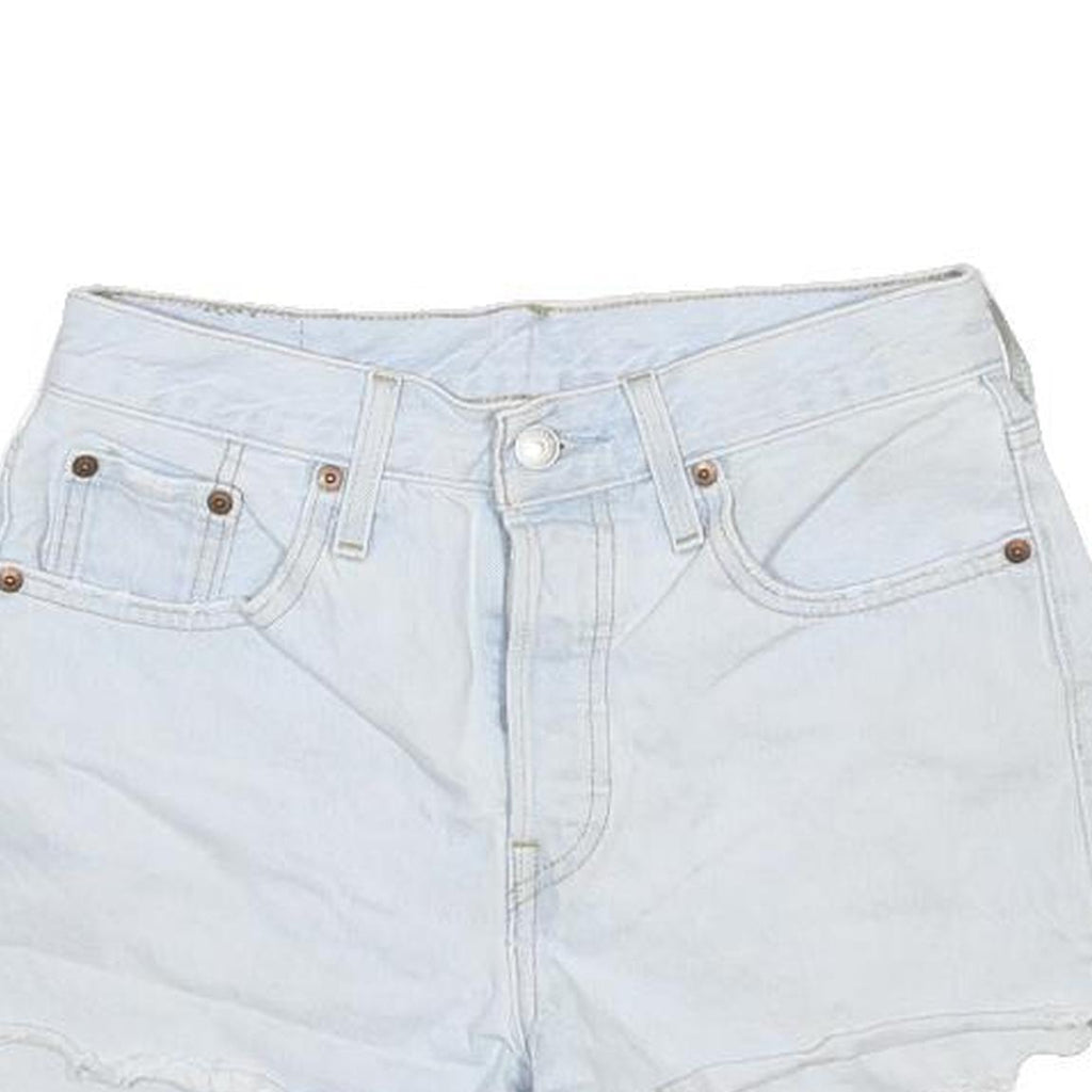 LEVI'S Womens Shorts Light Blue Denim Plain S W25 Casual Summer Frayed Hem