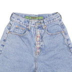 REQUEST Womens Denim Blue Casual Shorts XS W24 High Waist Embroidered Button Fly