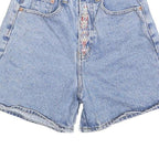 REQUEST Womens Denim Blue Casual Shorts XS W24 High Waist Embroidered Button Fly