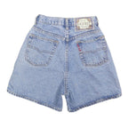 REQUEST Womens Denim Blue Casual Shorts XS W24 High Waist Embroidered Button Fly