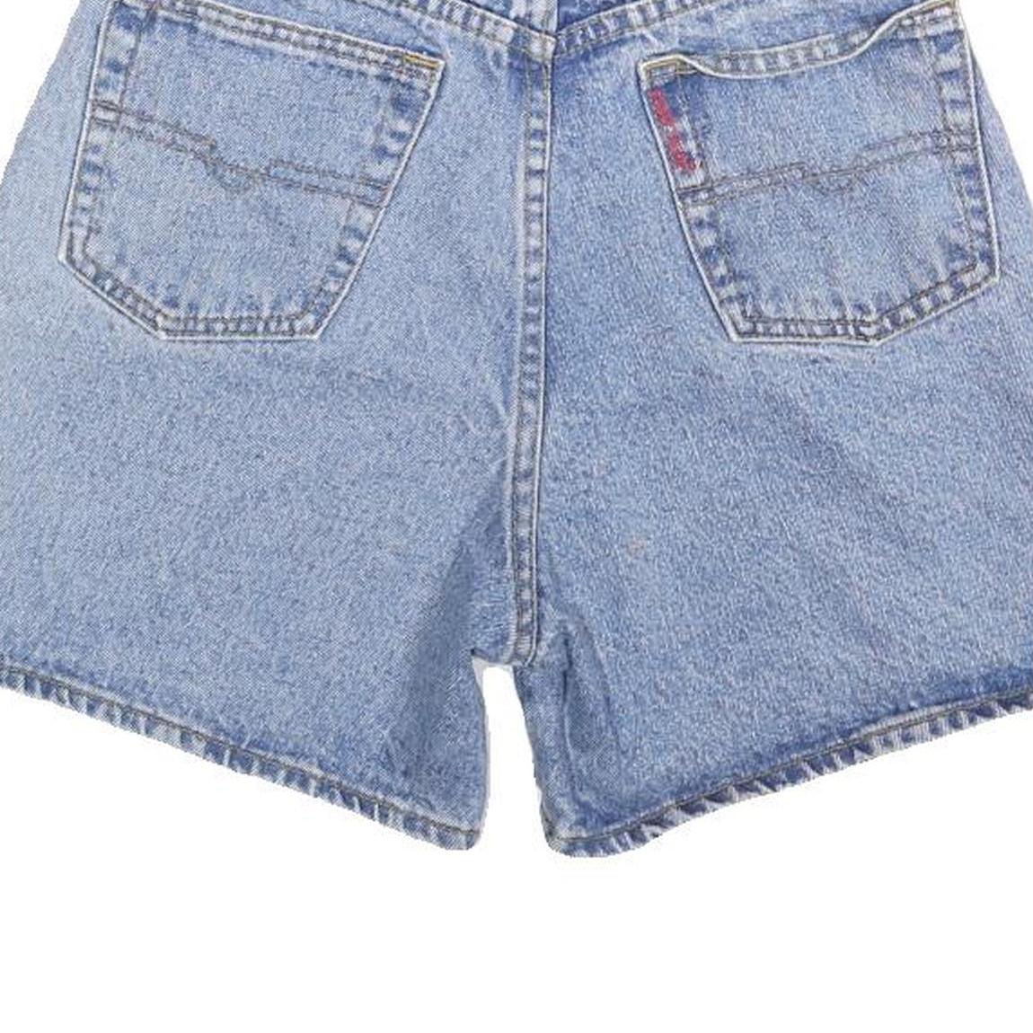 REQUEST Womens Denim Blue Casual Shorts XS W24 High Waist Embroidered Button Fly