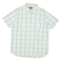 TIMBERLAND Mens White Green & Yellow Check Shirt Short Sleeve L Casual Summer