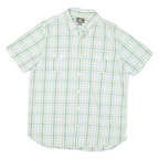 TIMBERLAND Mens White Green & Yellow Check Shirt Short Sleeve L Casual Summer