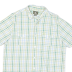 TIMBERLAND Mens White Green & Yellow Check Shirt Short Sleeve L Casual Summer