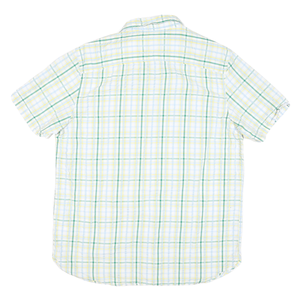 TIMBERLAND Mens White Green & Yellow Check Shirt Short Sleeve L Casual Summer