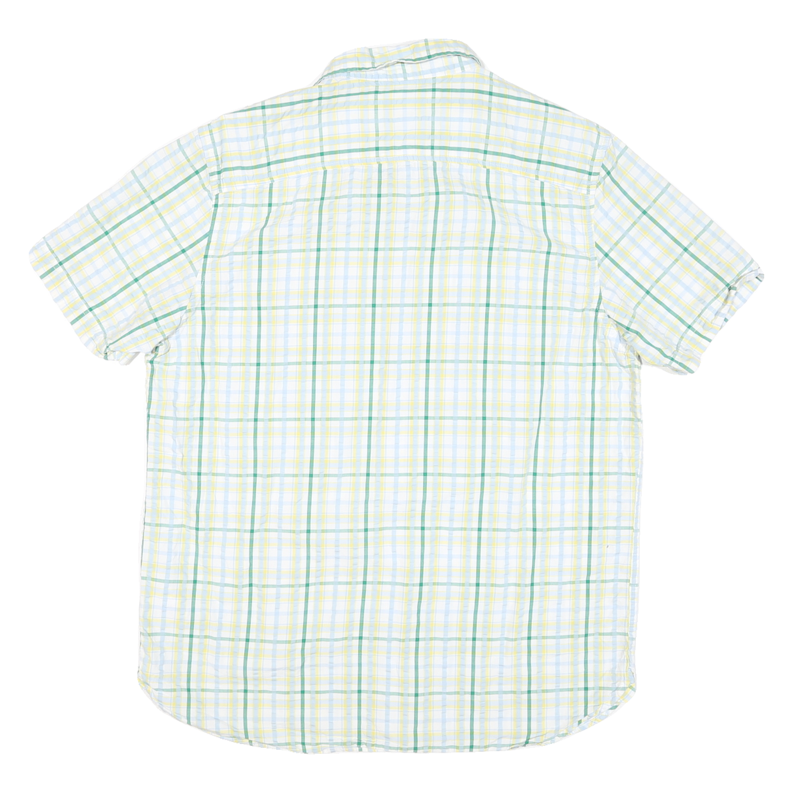 TIMBERLAND Mens White Green & Yellow Check Shirt Short Sleeve L Casual Summer