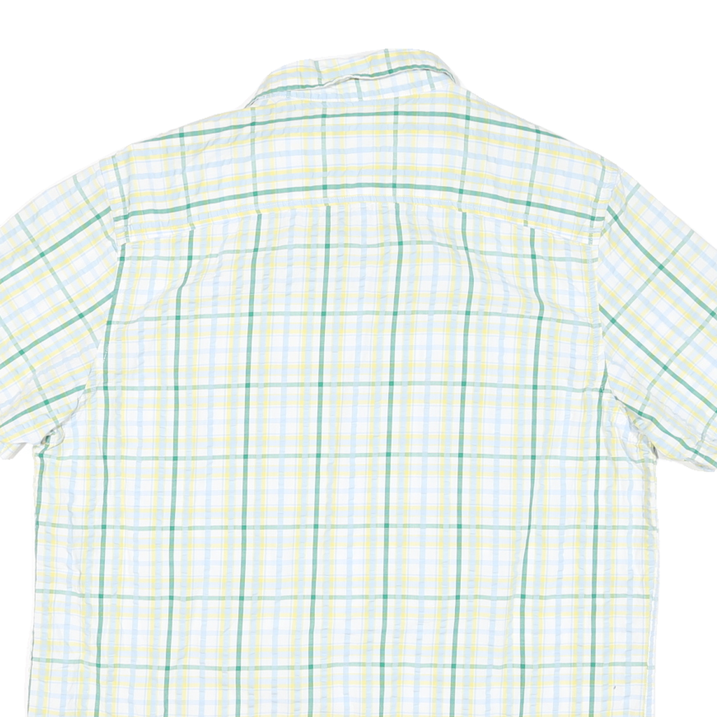 TIMBERLAND Mens White Green & Yellow Check Shirt Short Sleeve L Casual Summer