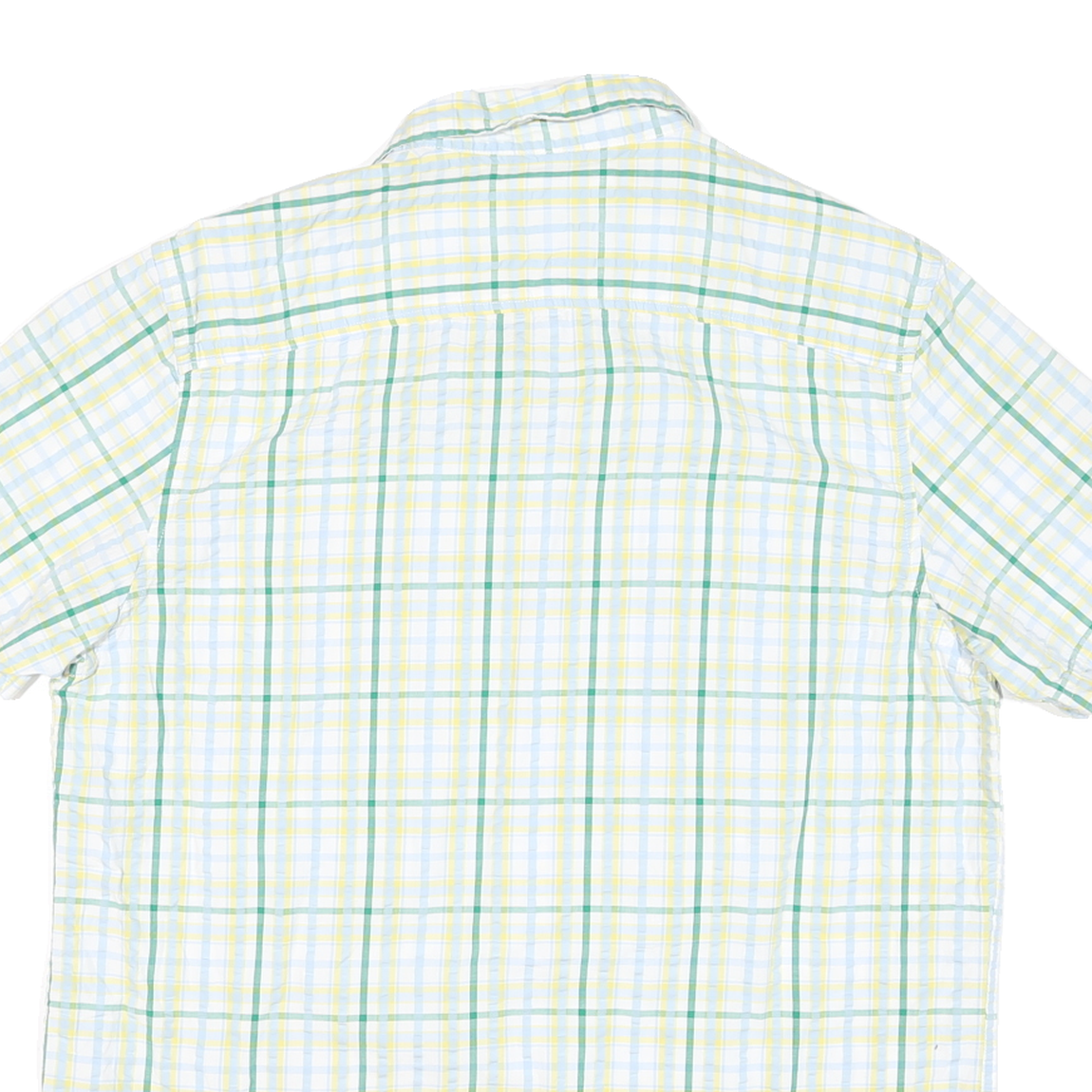 TIMBERLAND Mens White Green & Yellow Check Shirt Short Sleeve L Casual Summer
