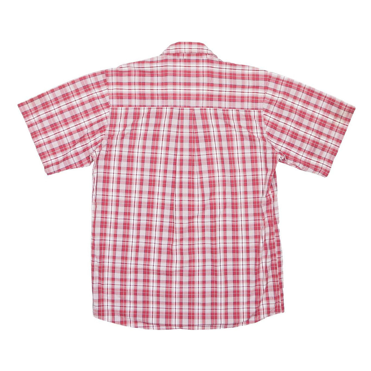 WRANGLER Mens Red & White Check Shirt L Cotton Button Short Sleeve Casual