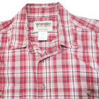 WRANGLER Mens Red & White Check Shirt L Cotton Button Short Sleeve Casual