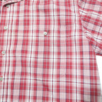 WRANGLER Mens Red & White Check Shirt L Cotton Button Short Sleeve Casual