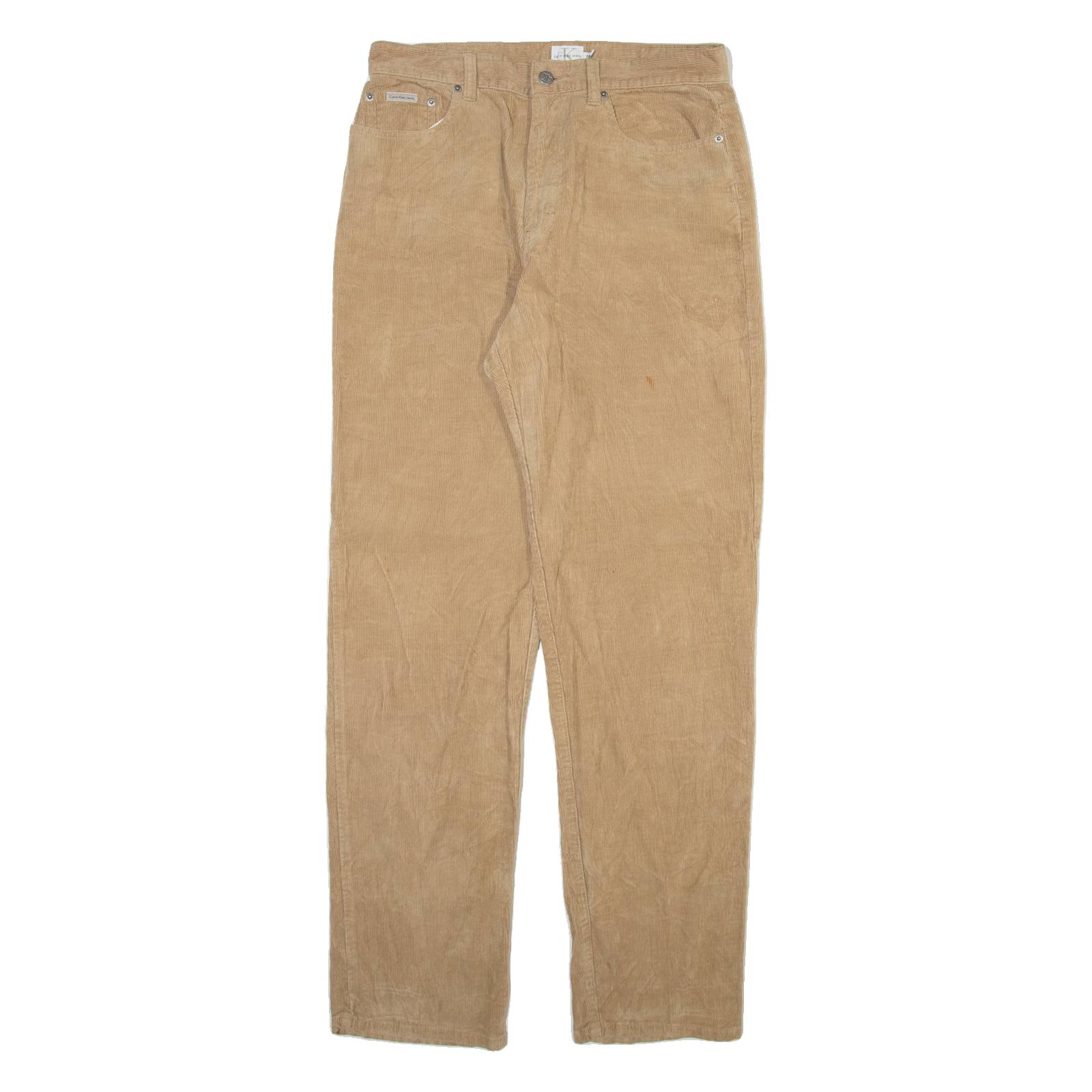 CALVIN KLEIN Womens Corduroy Trousers Beige Regular Straight W32 L32