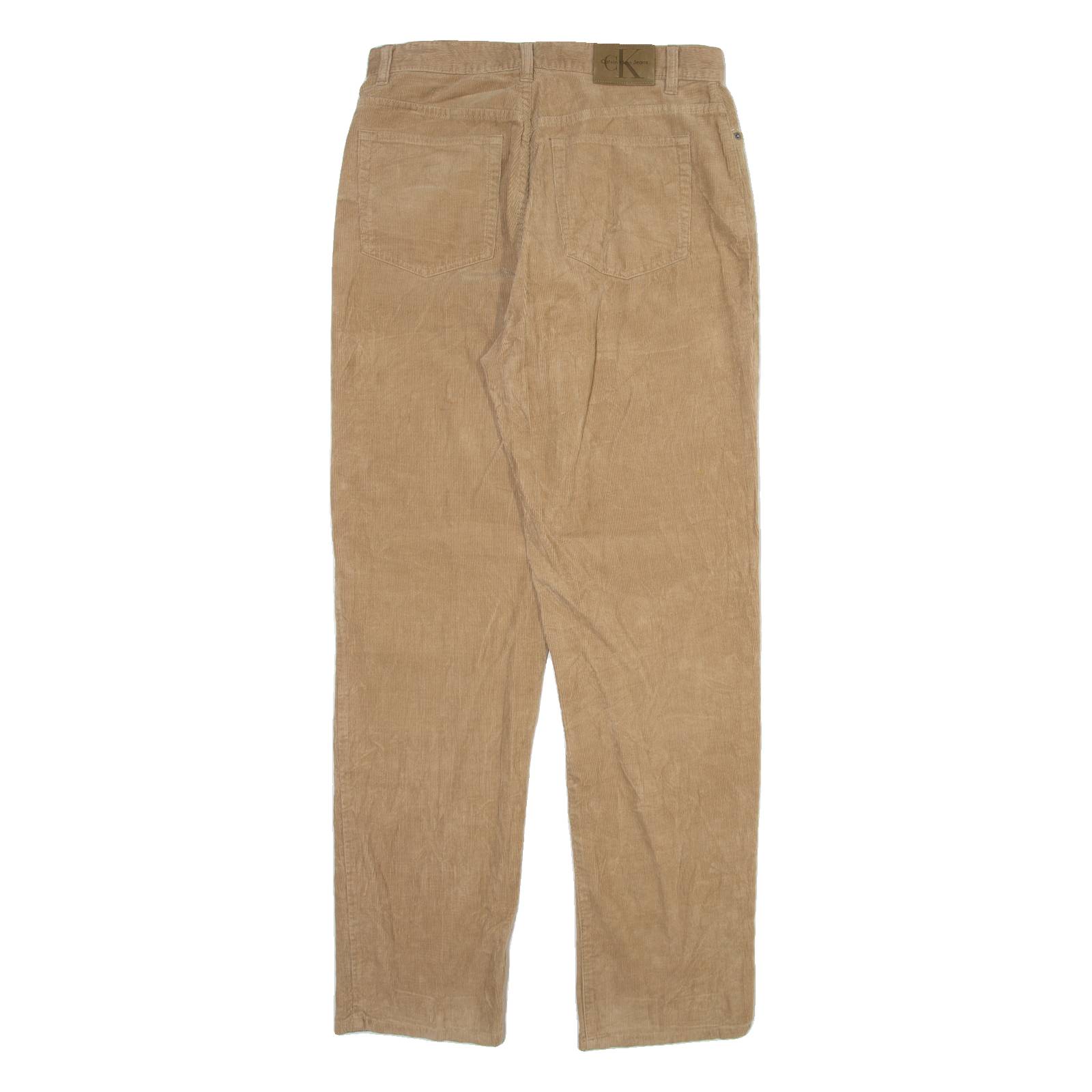 CALVIN KLEIN Womens Corduroy Trousers Beige Regular Straight W32 L32