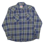 WRANGLER Mens Blue & Green Check Shirt XL Cotton Blend Classic Casual