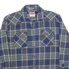 WRANGLER Mens Blue & Green Check Shirt XL Cotton Blend Classic Casual