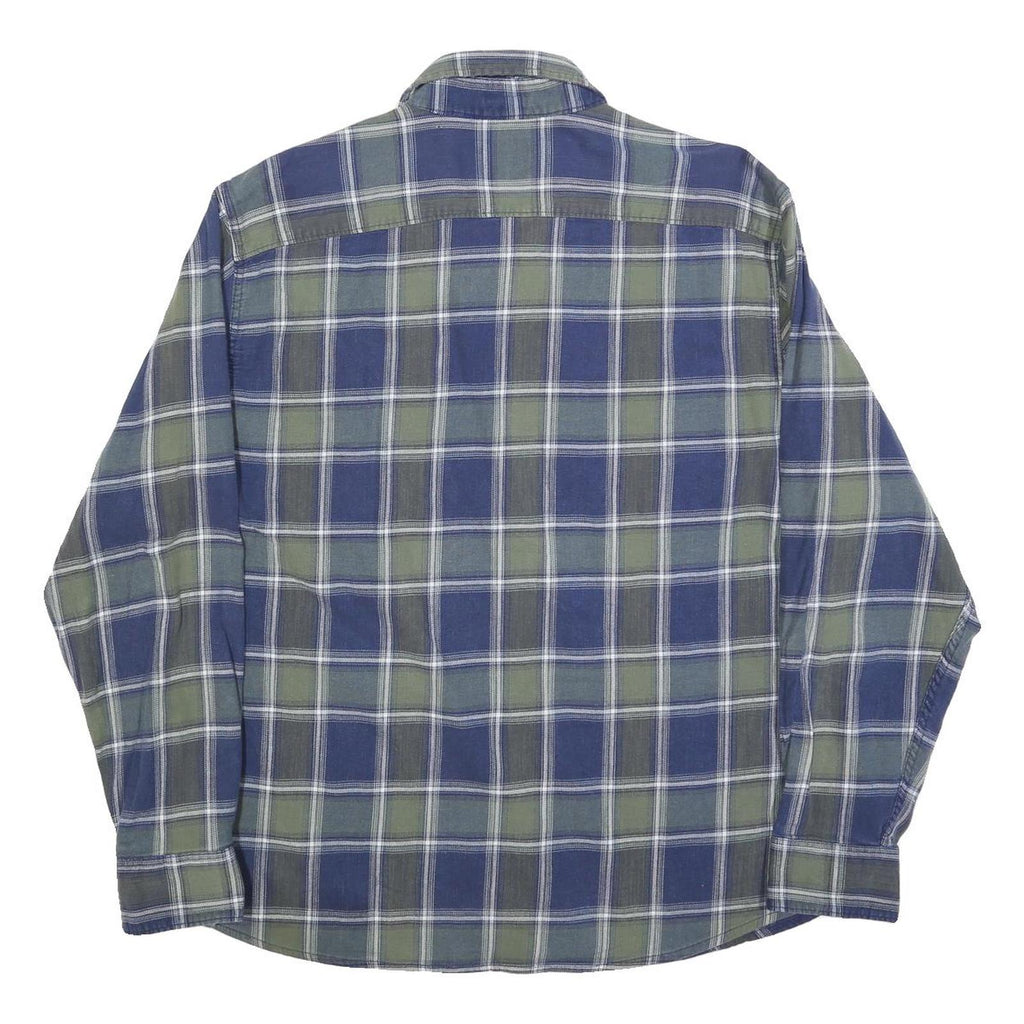 WRANGLER Mens Blue & Green Check Shirt XL Cotton Blend Classic Casual