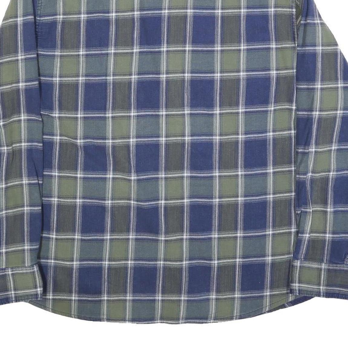 WRANGLER Mens Blue & Green Check Shirt XL Cotton Blend Classic Casual