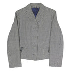 Womens Black & White Houndstooth Button Jacket S Polyester Blend Classic
