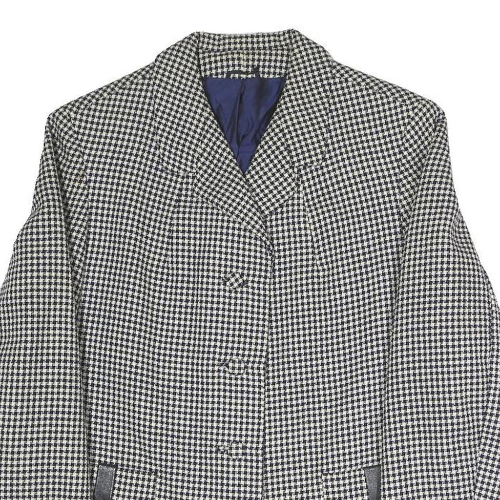 Womens Black & White Houndstooth Button Jacket S Polyester Blend Classic