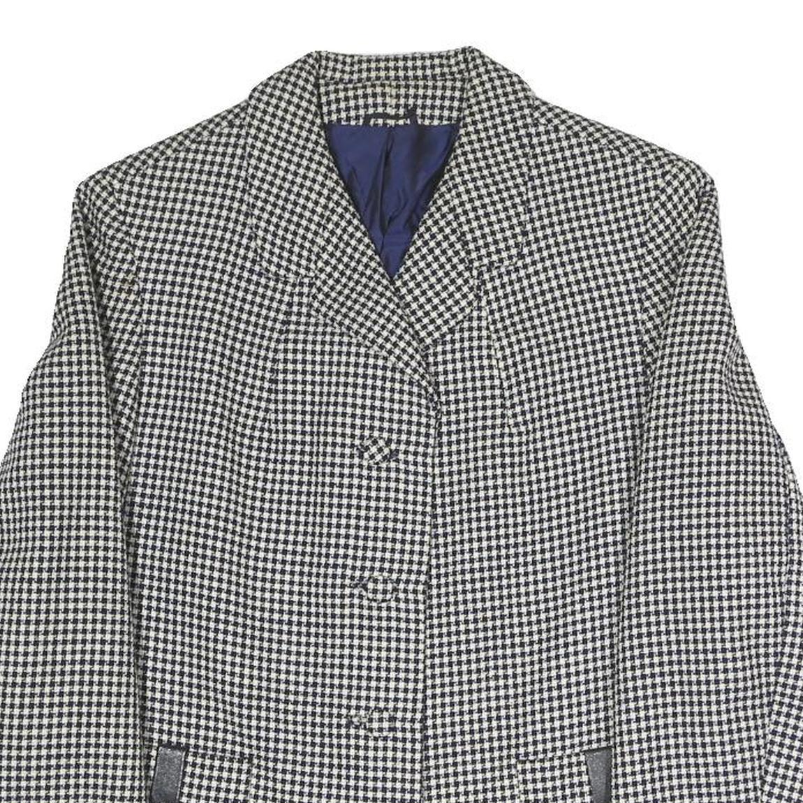 Womens Black & White Houndstooth Button Jacket S Polyester Blend Classic