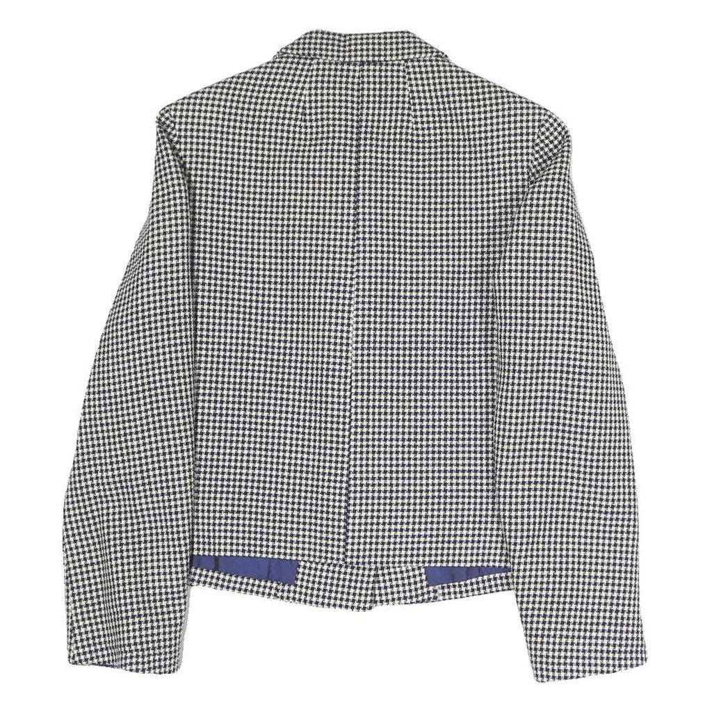 Womens Black & White Houndstooth Button Jacket S Polyester Blend Classic