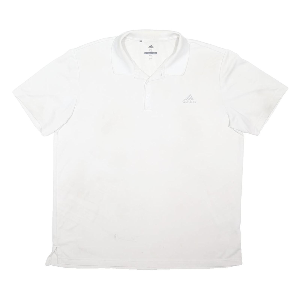 ADIDAS Mens White Polo Shirt XL Golf Polyester Blend Short Sleeve Plain