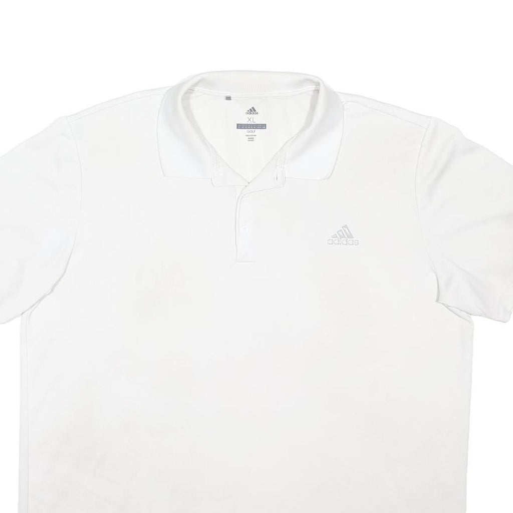 ADIDAS Mens White Polo Shirt XL Golf Polyester Blend Short Sleeve Plain