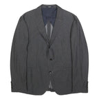 JOOP! Mens Grey & White Pinstripe Classic Cotton Blend Jacket L Button Pattern